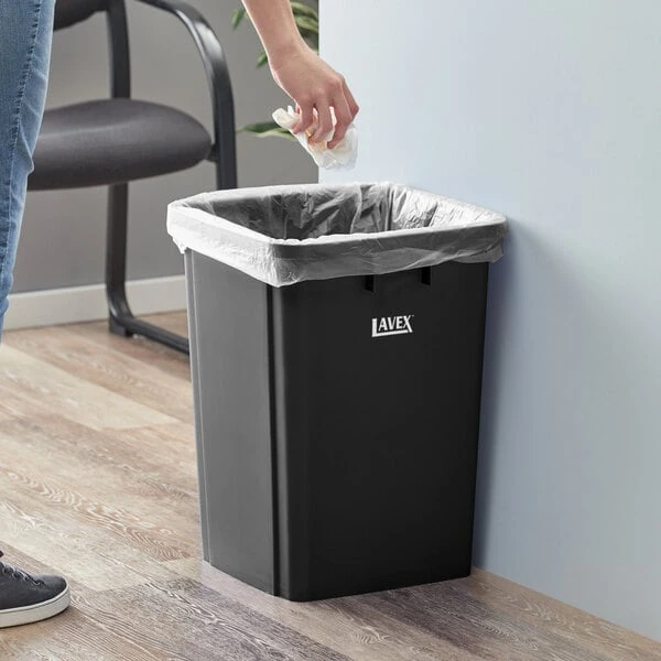 Lavex 19 Gallon Black Square Trash Can