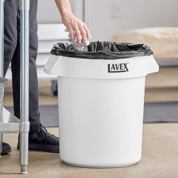 Lavex 20 Gallon White Round Commercial Trash Can