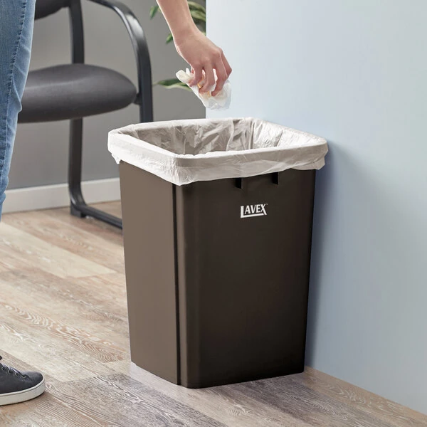Lavex 19 Gallon Brown Square Trash Can