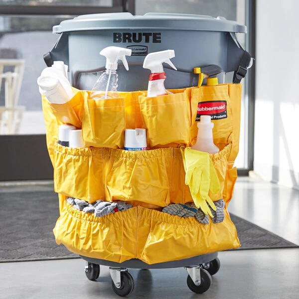 Rubbermaid® BRUTE 32 Gallon Gray Round Trash Can, Lid, Caddy Bag, and Dolly Kit