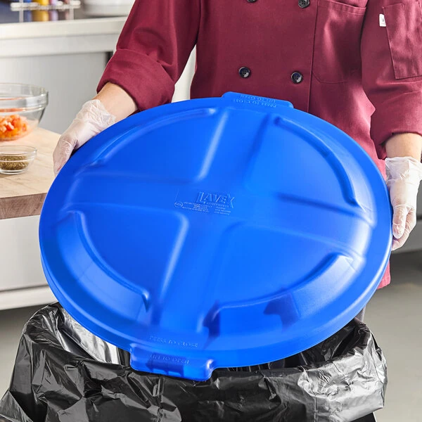 Lavex 32 Gallon Blue Round Dome Trash Can Lid