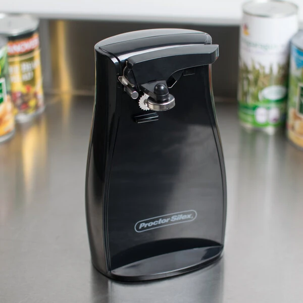 Proctor Silex 75217G Black Electric Can Opener with Knife Sharpener