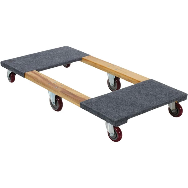 Vestil 24" x 48" 6 Wheel Hardwood Dolly with Carpeted Deck Ends HDOC-2448-12 - 1200 lb. Capacity