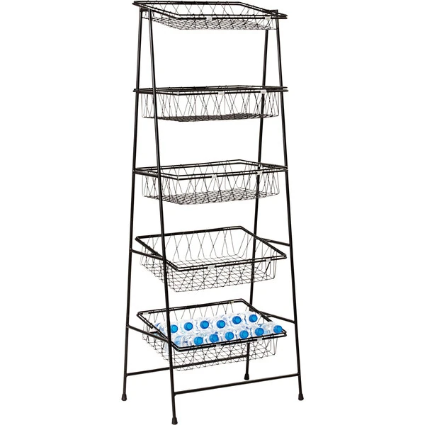 GET Pop 21 1/2" x 14" x 57" Metal Gray Powder-Coated Iron Five-Tier Merchandising Rack IR-951-NOBAR-MG