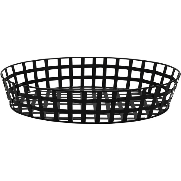 GET Enterprises Harvest Baskets 24" x 18" x 4 1/2" Black Iron Powder-Coated Oval Basket