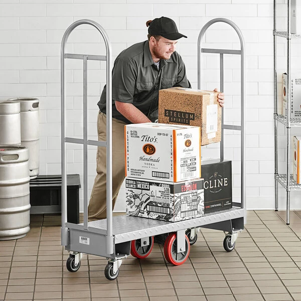 Lavex 16" x 48" Heavy-Duty Steel U-Boat Utility Cart - 2000 lb. Capacity