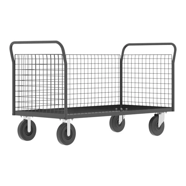 Valley Craft 60" x 30" 2,000 lb. Gray 3-Sided Platform Cage Cart F80118VCGY