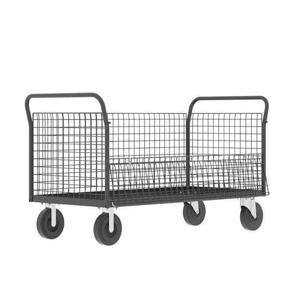 Valley Craft 60" x 30" 2,000 lb. Gray 4-Sided Platform Cage Cart F80119VCGY