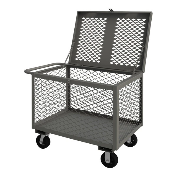 Durham Mfg 24" x 36" 14 Gauge Steel 4-Sided Mesh Box Truck with Hinged Cover - 2,000 lb. Capacity 4STHC-EX-2436-6MR-95