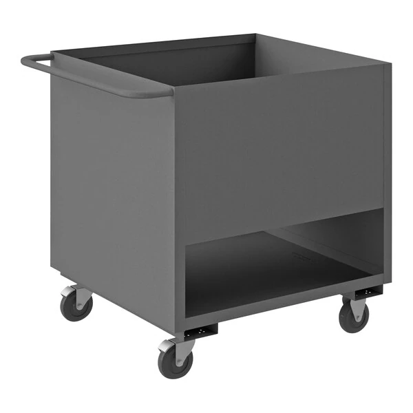 Durham Mfg 24" x 36" 14 Gauge Steel Low-Deck Truck with 1 Fixed 4-Sided Solid Shelf and 5" Polyolefin Casters - 1,400 lb. Capacity 4SLT-2436-5PO-95