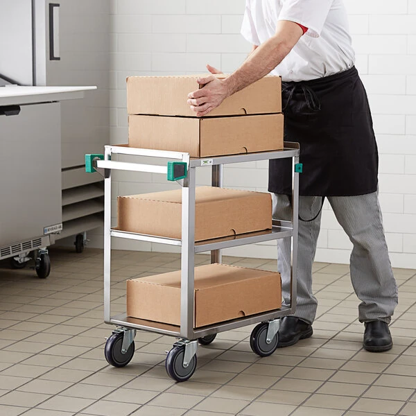 Regency 16" x 27" Three Shelf 20 Gauge 430 Stainless Steel Utility Cart - Fully Welded