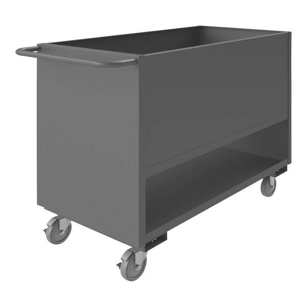 Durham Mfg 24" x 48" 14 Gauge Steel Low-Deck Truck with 1 Fixed 4-Sided Solid Shelf and 5" Polyurethane Casters - 1,200 lb. Capacity 4SLT-2448-1.2K-95