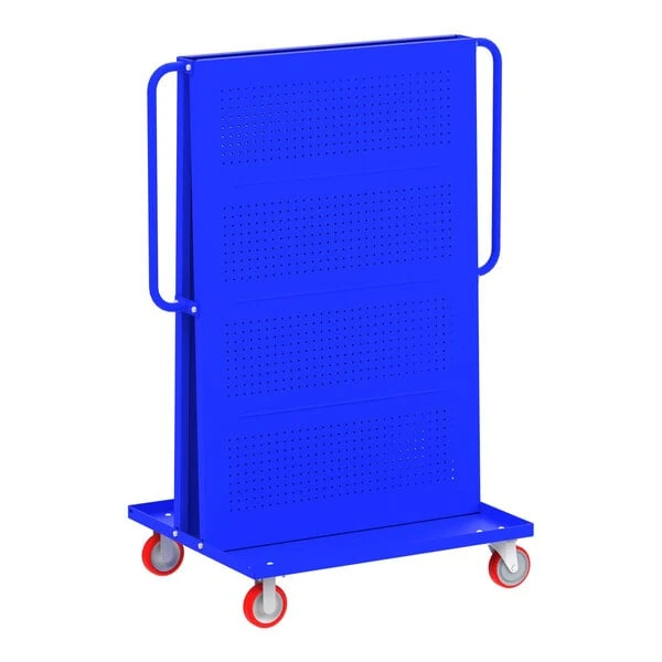 Valley Craft 57" x 30" x 62" Blue Double-Sided A-Frame Tool Cart with Pegboards F89546B - 1,000 lb. Capacity