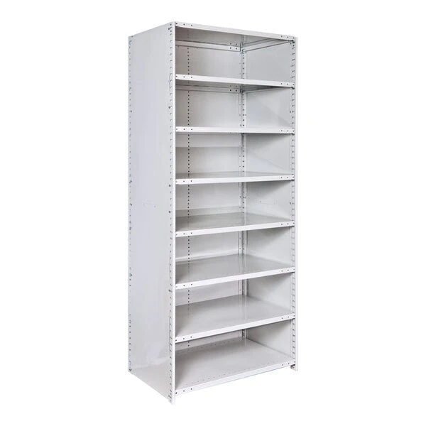 Hallowell MedSafe Hi-Tech 36" x 24" x 87" Antimicrobial Steel Closed 8-Shelf Medium-Duty Shelving Starter 4523-24PL-AM