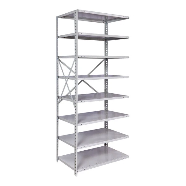 Hallowell MedSafe Hi-Tech 48" x 24" x 87" Antimicrobial Steel Open 8-Shelf Medium-Duty Shelving Add-On A4713-24PL-AM
