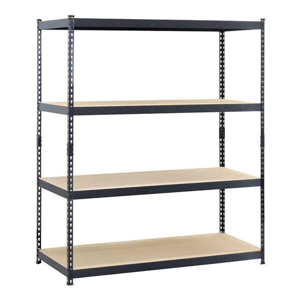 AR Shelving 72" x 20" x 72" Black Label Edition Heavy-Duty 4-Shelf Boltless Rivet Fiberboard Shelving Unit TRCD18411KFUS0I