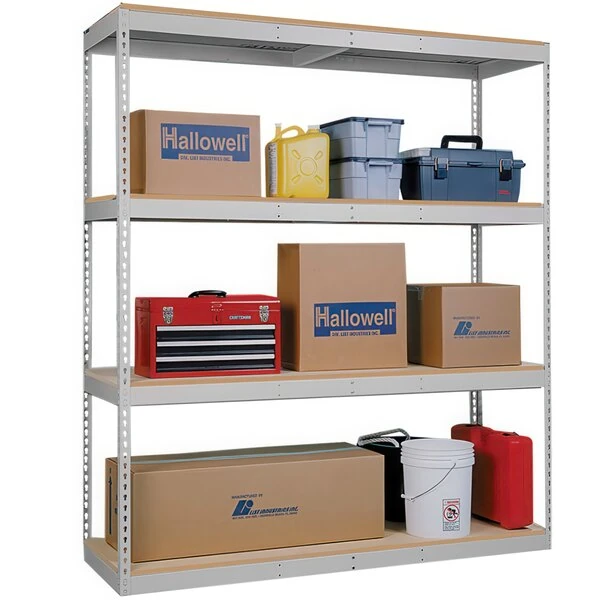Hallowell 18" x 60" x 84" Tan Extra Heavy-Duty Double Rivet 4-Shelf Boltless Shelving, No Decking, 8000 lb unit capacity