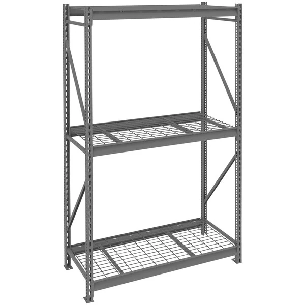 Tennsco 24" x 48" x 96" Medium Gray Bulk Storage Rack Unit with Wire Decking BU-482496WS-MGY