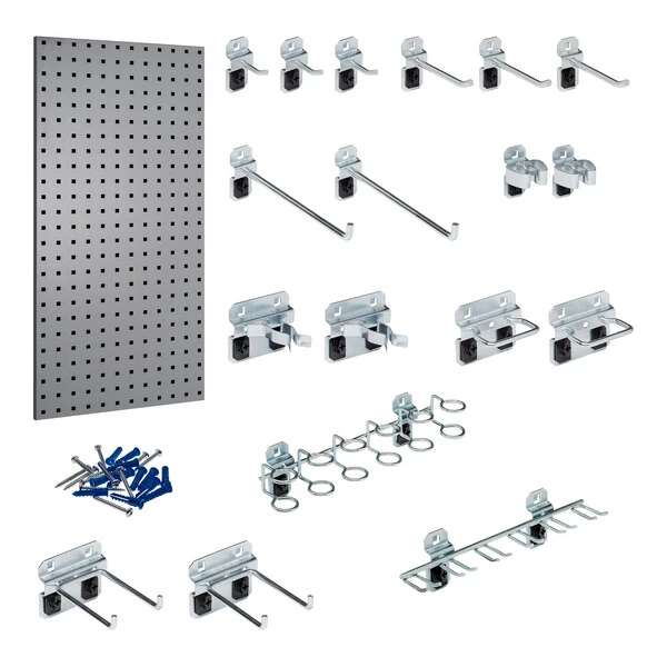 Triton Products 18" x 36" Gray Steel LocBoard with 18 Hooks