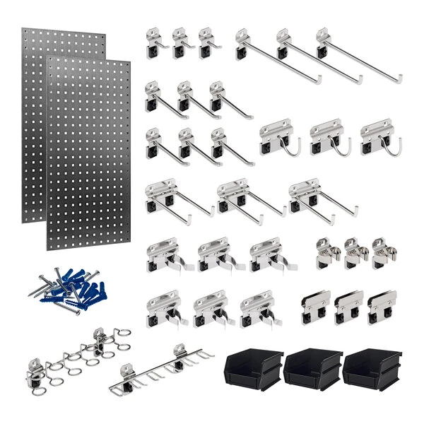 Triton Products 18" x 36" Stainless Steel LocBoard Kit with 32 Hooks and 3 Bins
