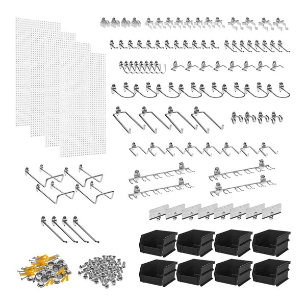 Triton Products 24" x 48" White DuraBoard with 96 Hooks and 8 Bins - 4/Pack