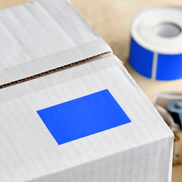 Lavex 2" x 3" Light Blue Semi-Gloss Paper Permanent Rectangular Inventory Label - 500/Roll