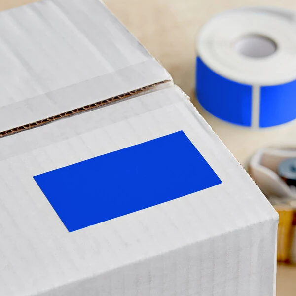 Lavex 2" x 4" Light Blue Semi-Gloss Paper Permanent Rectangular Inventory Label - 500/Roll