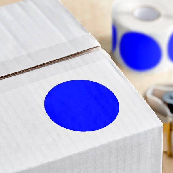 Lavex 3" Dark Blue Semi-Gloss Paper Permanent Round Inventory Label - 500/Roll