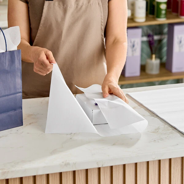 SatinWrap 15" x 20" 10 lb. White Tissue Paper Sheets - 960/Pack