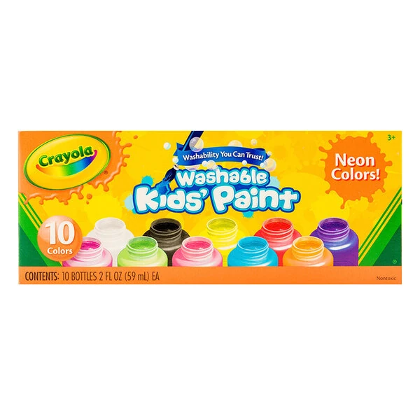 Crayola 542390 10 Assorted Color 2 oz. Neon Washable Project Paint