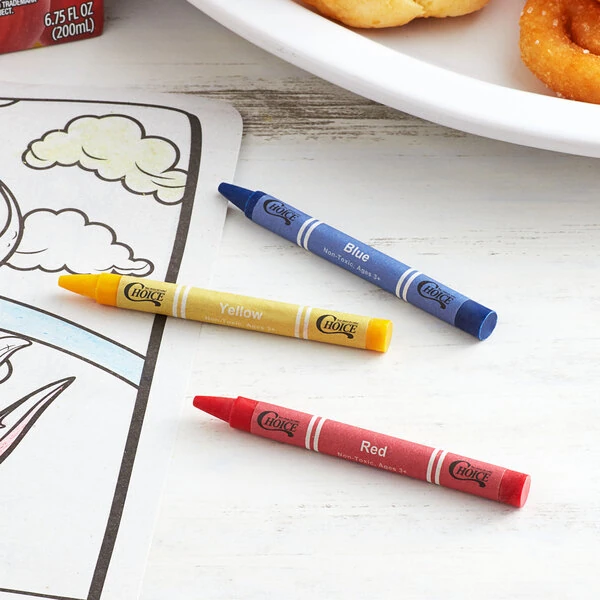 Choice 3 Pack Kids' Restaurant Crayons in Cello Wrap - 1,000/Case