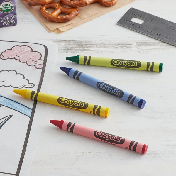 Crayola 520083 4-Count Standard Assorted Classroom Crayons in Cello Wrap Pack - 360/Case