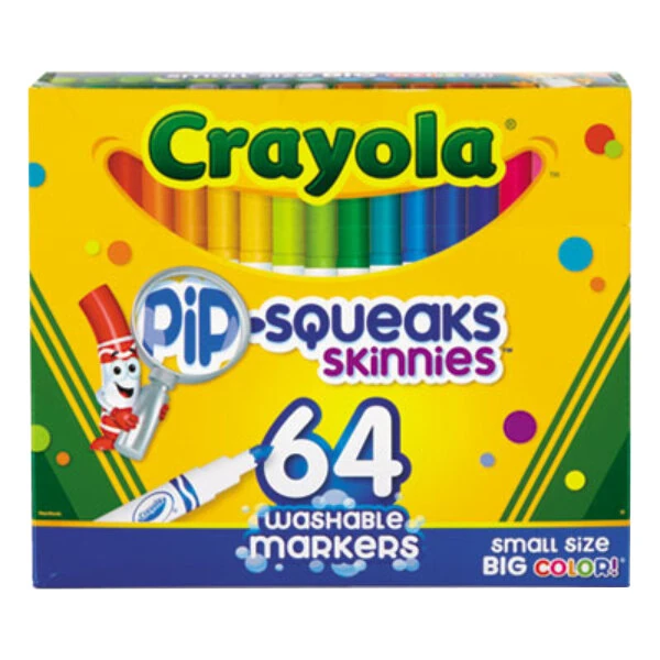 Crayola 588764 Pip-Squeaks Skinnies Assorted Washable Markers - 64/Pack