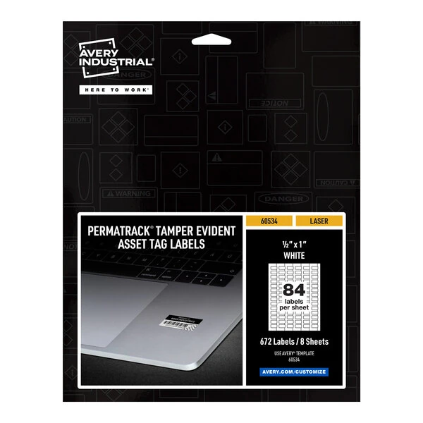Avery® 60534 PermaTrack 1/2" x 1" Tamper-Evident Asset Labels - 672/Pack