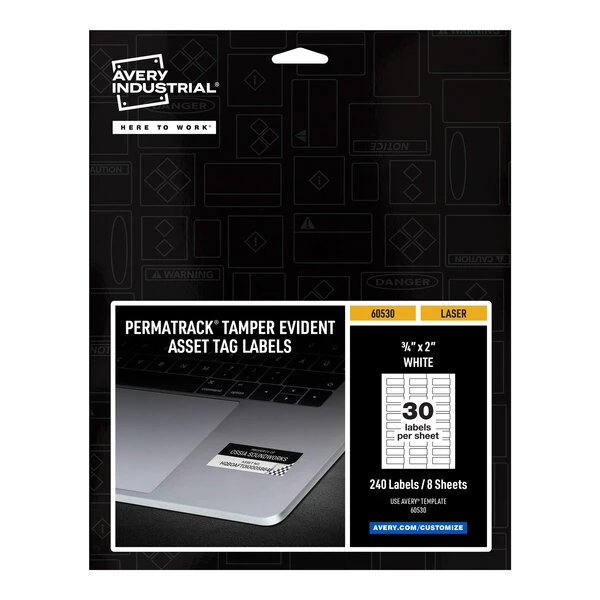 Avery® 60530 PermaTrack 3/4" x 2" Tamper-Evident Asset Labels - 240/Pack