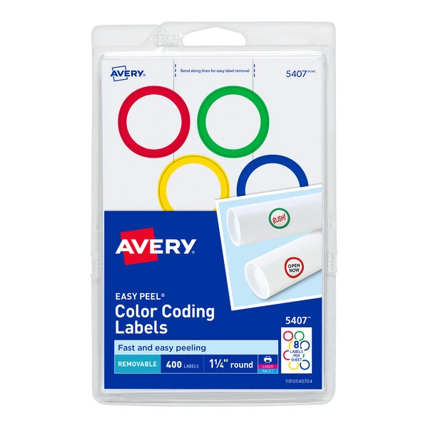 Avery® 5407 1 1/4" Round Removable Color Coding Labels - 400/Pack