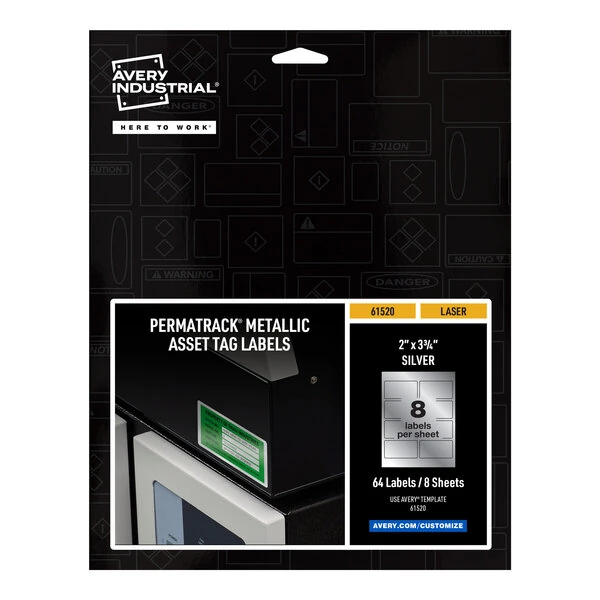 Avery® 61520 PermaTrack 3 3/4" x 2" Metallic Asset Labels - 64/Pack