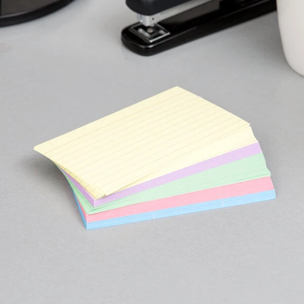 Oxford OXF 40280EE 3" x 5" Assorted Color Ruled Index Card - 100/Pack