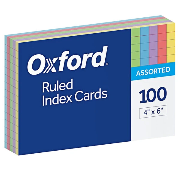 Oxford 34610 4" x 6" Assorted Color Ruled Index Cards - 100/Pack