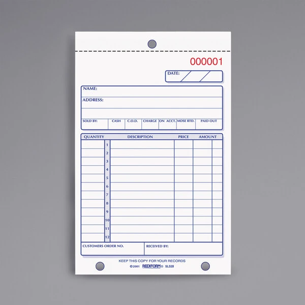 Rediform Office 5L528 4 1/4" x 6 3/8" 3-Part Carbonless Sales Book 50 Forms