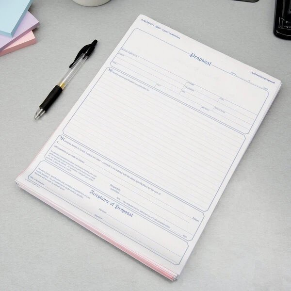 Adams NC3819 3-Part Carbonless Contractor Proposal Form - 50/Pack
