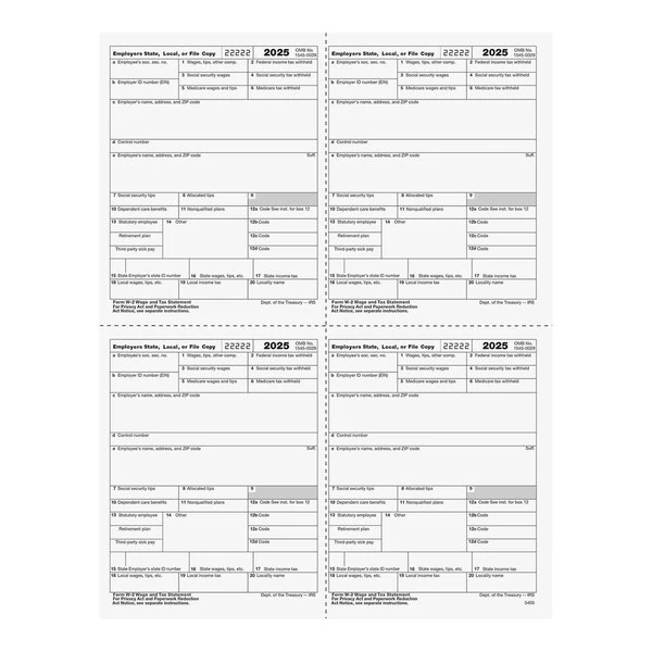ComplyRight 4-Up Box Format Employer Copies 1 / D of W-2 Tax Forms 540550 - 50/Pack