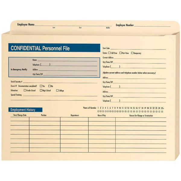 ComplyRight A222 9 1/2" x 12" Expandable Confidential Personnel File - 25/Pack