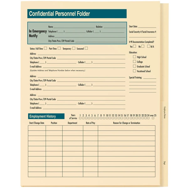 ComplyRight A224 9 1/2" x 11 3/4" Expandable Confidential Personnel Folder - 25/Pack