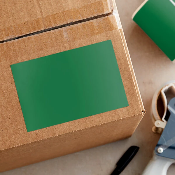 Lavex 4" x 6" Standard Green Semi-Gloss Paper Permanent Rectangular Inventory Label - 500/Roll
