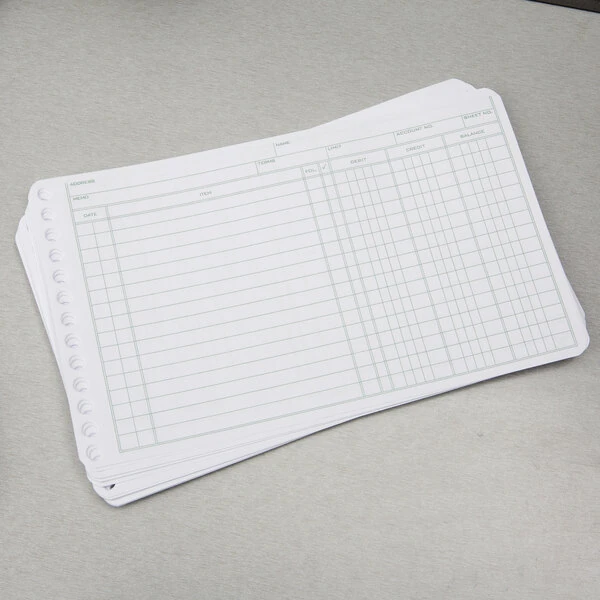 Adams ARB58100 5" x 8 1/2" Green / White Ledger 6-Ring Binder Refill Sheets - 100/Pack