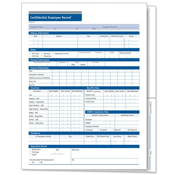 ComplyRight Confidential Employee Record Folder - 25/Pack
