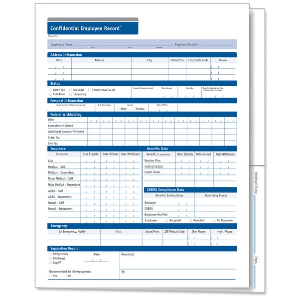 ComplyRight 9 1/2" x 11 1/2" Confidential Expanded Employee Record Folder - 25/Pack