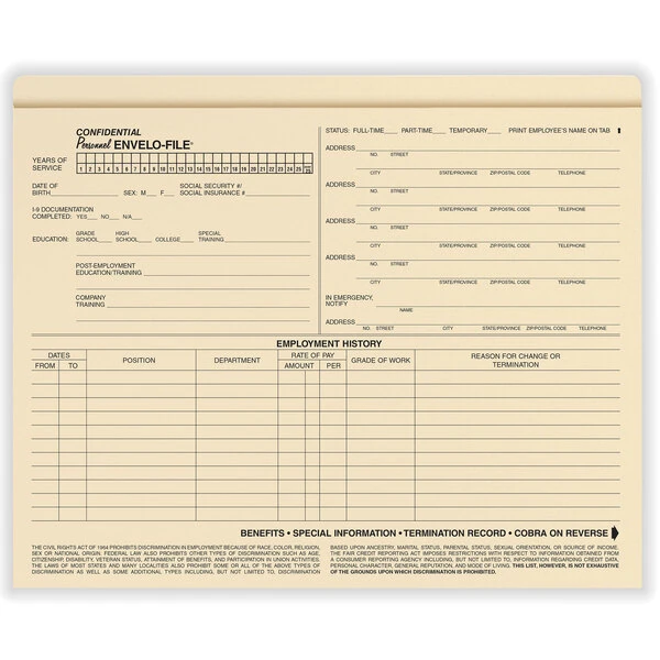 ComplyRight Envo-File Standard Confidential Personnel Folder - 25/Pack