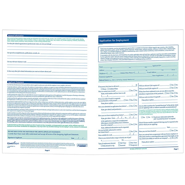 ComplyRight A2179AK State-Compliant Job Application - Alaska - 50/Pack